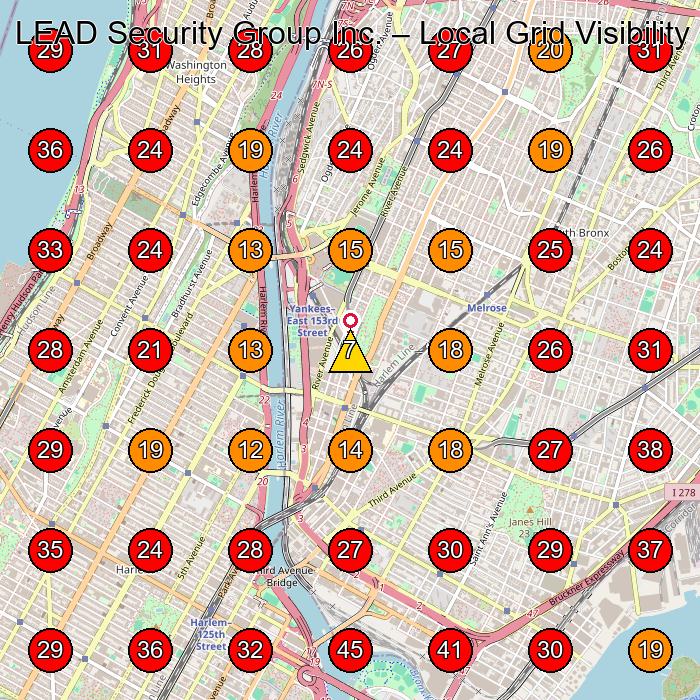 LEAD Security Group Inc. GeoGrid visibility map for Servicio De Guardias De Seguridad in Bronx